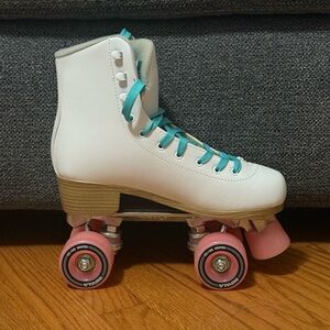 White Impala Roller Skates with pink wheels